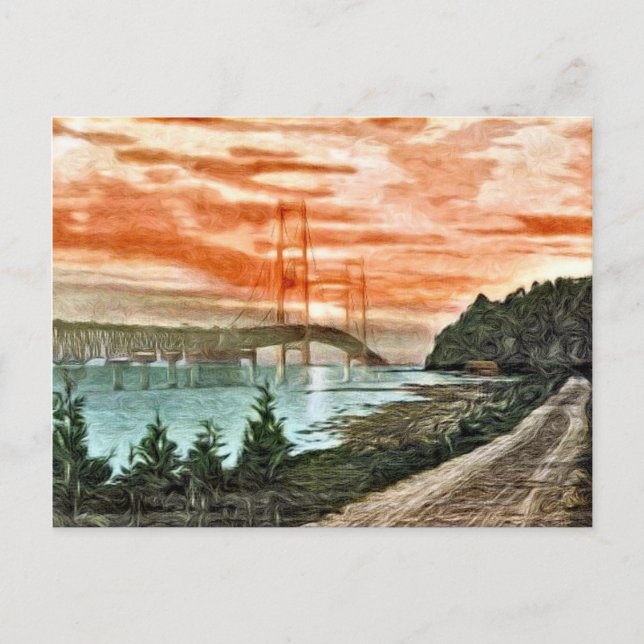 Mackinac Bridge Vintage Postcard (Front)