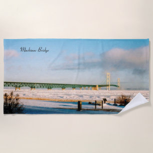 Mackinac Bridge winter beach towel