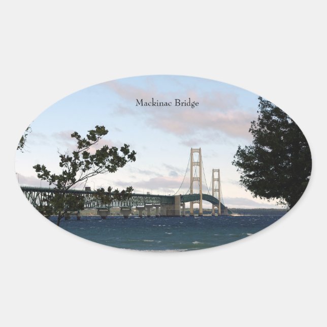 Mackinac Bridge with trees sticker (Front)