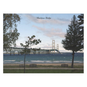 Mackinac Bridge with trees table cloth
