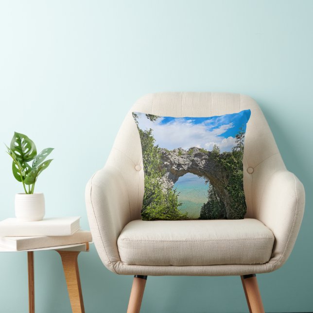 Mackinac Island Arch Rock Throw Pillow (Chair)