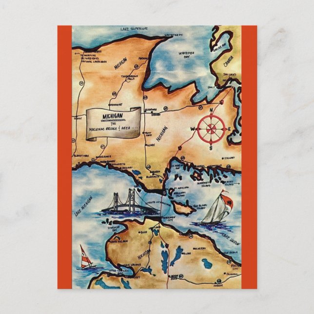 Mackinac Island Bridge Area Postcard (Front)