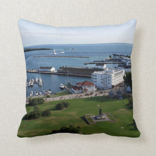 Mackinac Island & Harbor, Michigan Throw Pillow