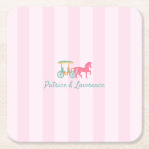 Mackinac Island Horse Drawn Carriage Wedding Square Paper Coaster