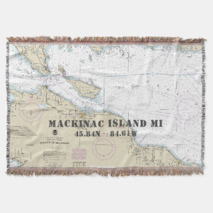 Mackinac Island MI Hometown Latitude Longitude Throw Blanket