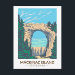 Mackinac Island State Park Michigan Arch Rock Postcard<br><div class="desc">Mackinac Island State Park vector artwork in a badge style design. Mackinac National Park was a United States national park that existed from 1875 to 1895 on Mackinac Island in northern Michigan.</div>