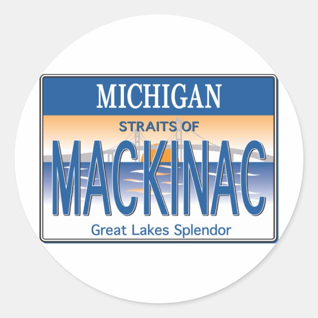 Mackinac License Classic Round Sticker (Front)