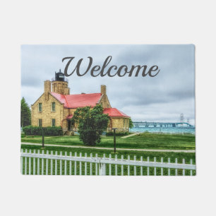 Mackinac Light and Bridge Welcome Doormat