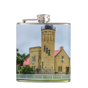 Mackinac Point Light Hip Flask