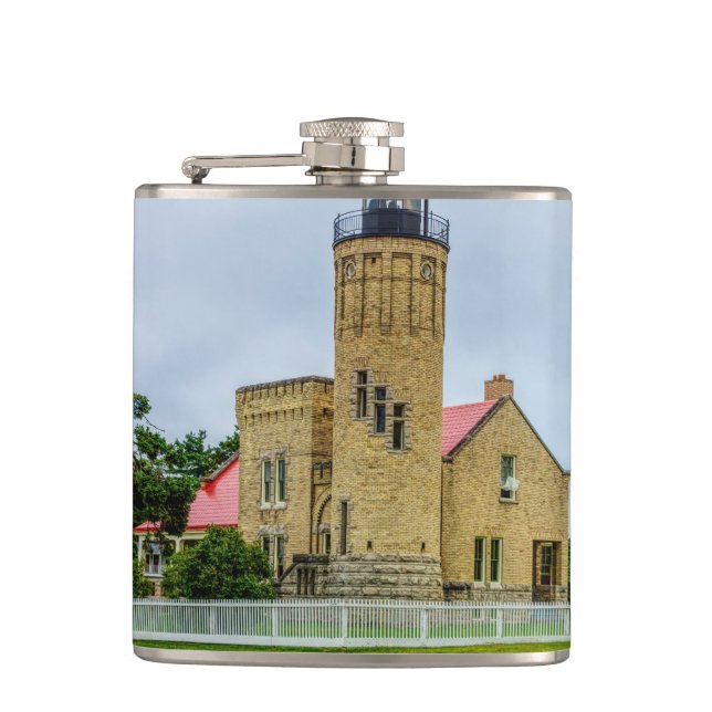 Mackinac Point Light Hip Flask (Front)