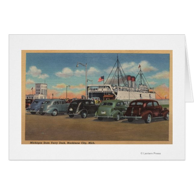 Mackinaw City, MI - View of MI State Ferry Dock (Front Horizontal)