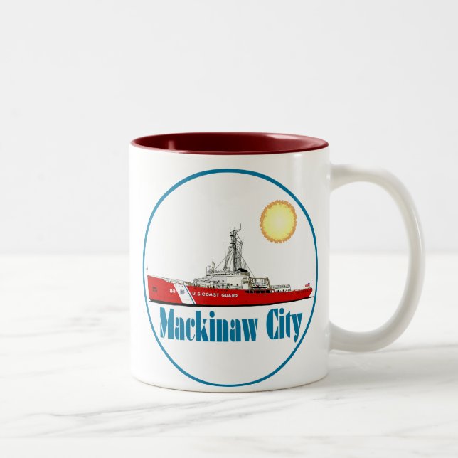 Mackinaw City Michigan Two-Tone Coffee Mug (Right)