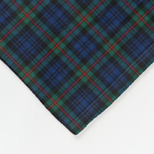 MacKinlay Clan Blue, Black, and Green Tartan Fleece Blanket