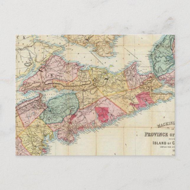 Mackinlay's map of the Province of Nova Scotia 2 Postcard (Front)