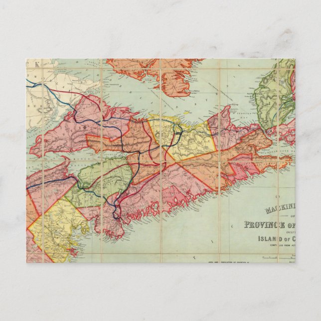 Mackinlay's map of the Province of Nova Scotia 4 Postcard (Front)
