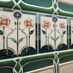 Mackintosh Art Deco Abstract Floral Wall Decor Cer Tile<br><div class="desc">This ceramic tile features bold geometric shapes and intricate floral patterns reminiscent of the iconic style of Mackintosh. He was a prominent Scottish architect, designer, and artist of the Art Nouveau movement. Clean lines, geometric shapes, and a strong sense of symmetry characterize his work. These elements are beautifully represented in...</div>
