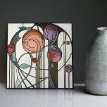 Mackintosh Art Deco Abstract Floral Wall Decor Cer Tile<br><div class="desc">This ceramic tile features bold geometric shapes and intricate floral patterns reminiscent of the iconic style of Mackintosh. He was a prominent Scottish architect, designer, and artist of the Art Nouveau movement. Clean lines, geometric shapes, and a strong sense of symmetry characterize his work. These elements are beautifully represented in...</div>