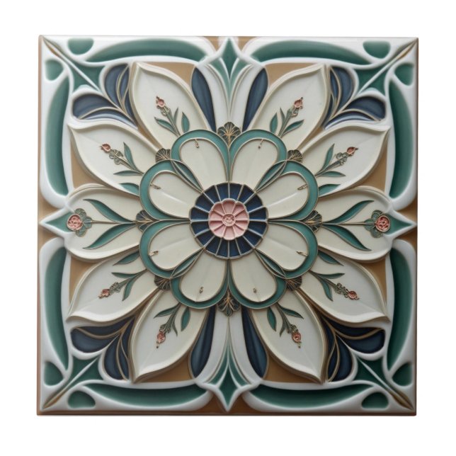 Mackintosh Art Deco Abstract Floral Wall Decor Tile (Front)