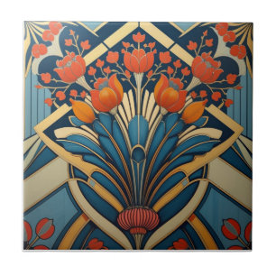 Mackintosh Art Deco Abstract Floral Wall Decor Tile