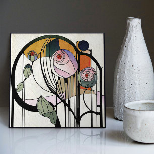Mackintosh Art Deco Abstract Floral Wall Decor Tile