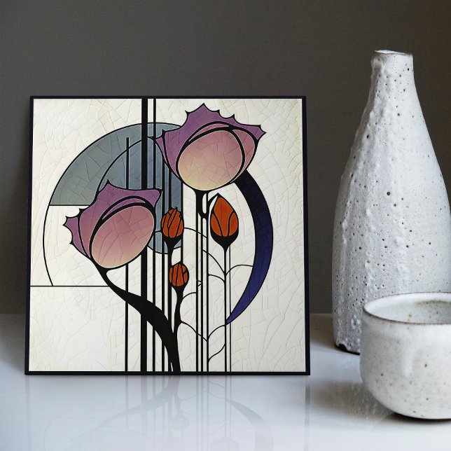 Mackintosh Art Deco Abstract Floral Wall Decor Tile (Creator Uploaded)