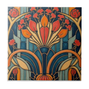 Mackintosh Art Deco Abstract Floral Wall Decor Tile