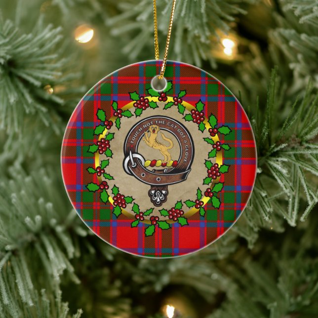 MacKintosh Badge & Tartan Personalized Christmas Ceramic Ornament (Tree)