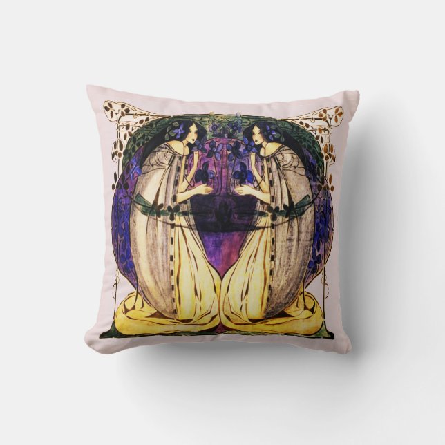 Mackintosh Maidens Throw Pillow (Front)
