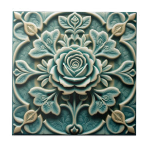 Mackintosh Rose Faux Relief Arts & Crafts Repro Tile