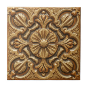 Mackintosh Rose Faux Relief Arts & Crafts Repro Tile
