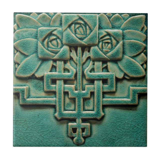 Mackintosh Rose Faux Relief Arts & Crafts Repro Tile (Front)