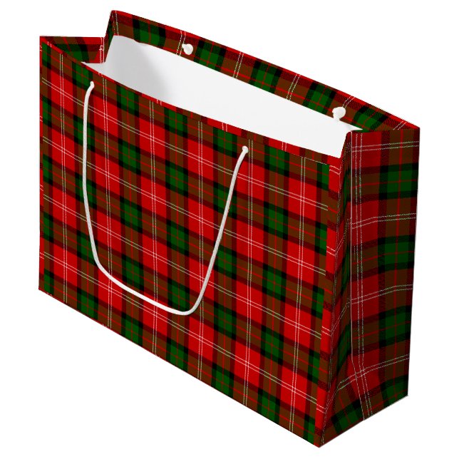 MacKintosh tartan red green plaid Large Gift Bag (Front Angled)