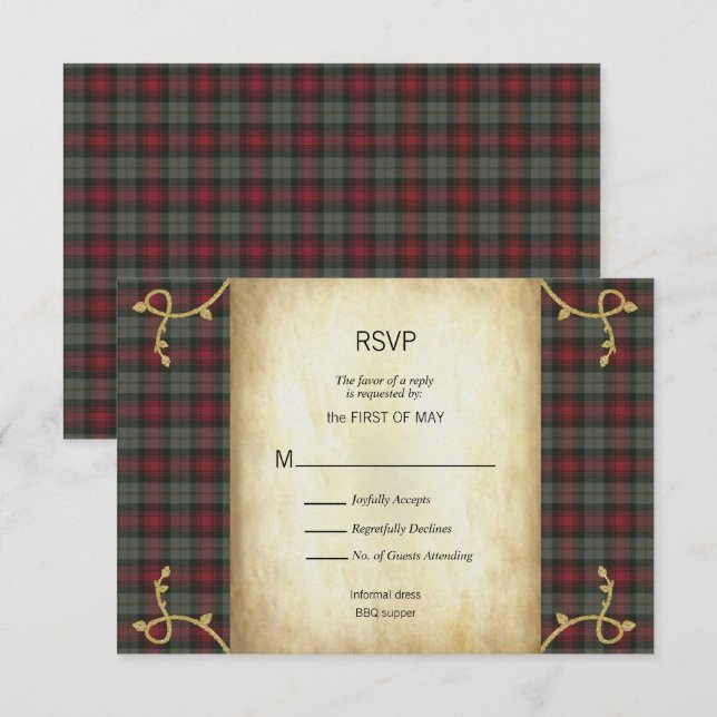 MacLachlan Scottish Tartan Garden Wedding RSVP Card (Front/Back)
