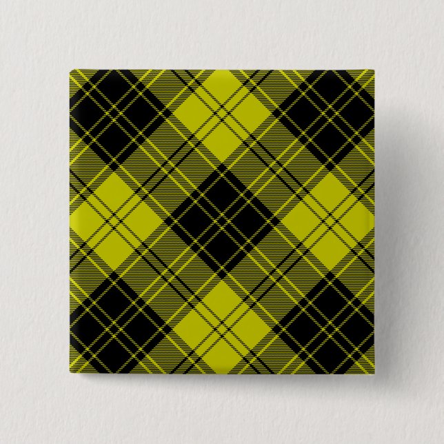MacLachlan tartan yellow black plaid 2 Inch Square Button (Front)