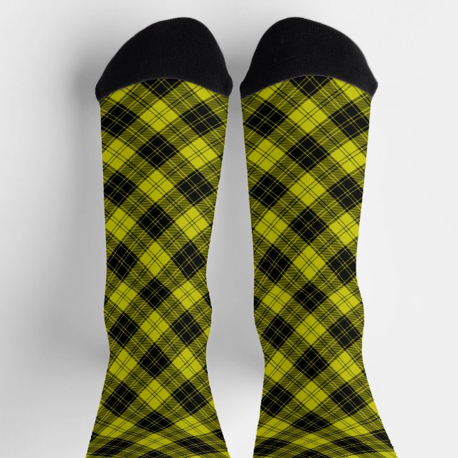 MacLachlan tartan yellow black plaid Socks (Top)