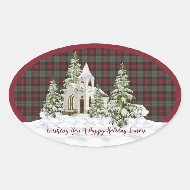 MacLachlan Weathered Original  Scottish Tartan Oval Sticker (Front)