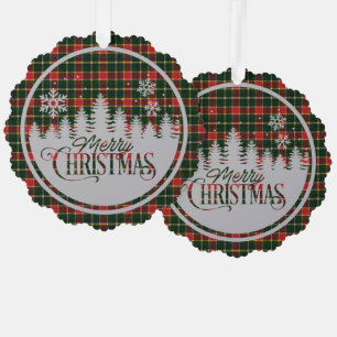 MacLaughlsn Old Modern Scottish Tartan Christmas Ornament Card