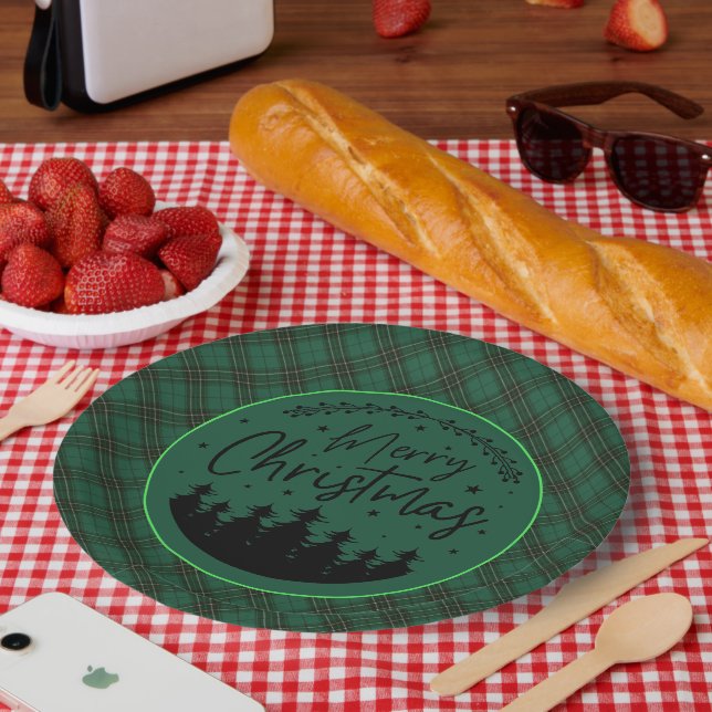 MacLean Hunting Ancient Scottish Tartan Christmas Paper Plate (Picnic)