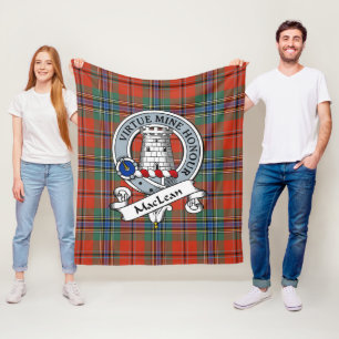 MacLean Of Duart Ancient Clan Badge Tartan Plaid Fleece Blanket
