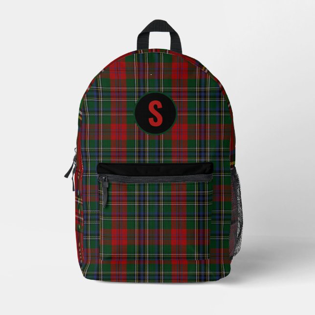 MacLean Plaid Monogrammed  Printed Backpack (Front)