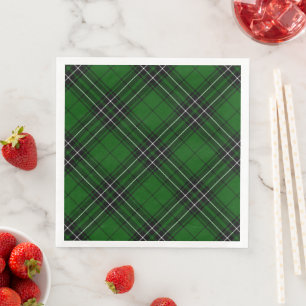 MacLean Tartan Green and Black Plaid Napkin