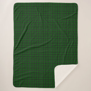 MacLean Tartan Green and Black Plaid Sherpa Blanket