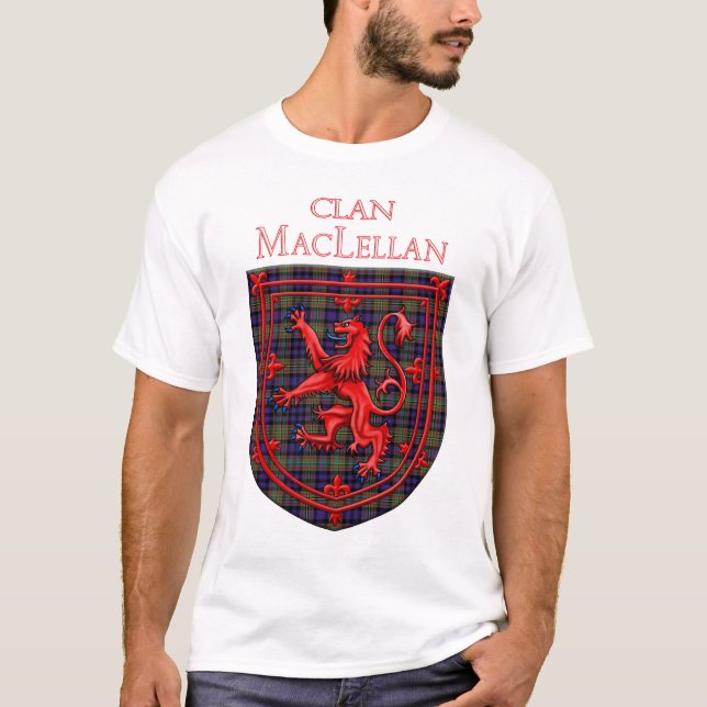 MacLellan Tartan Scottish Plaid Lion Rampant T-Shirt (Front)