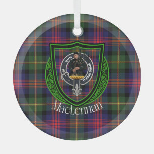 MacLennan Scottish Clan Tartan & Crest Glass Ornament