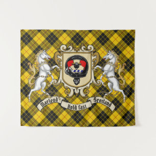 Macleod Clan Badge & Unicorns w/Tartan  Tapestry