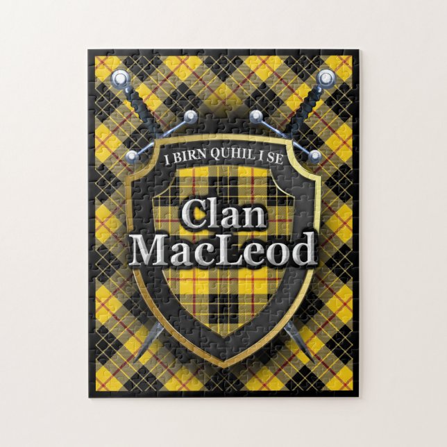 MacLeod Clan Lewis Tartan Swords and Shield Jigsaw Puzzle (Vertical)