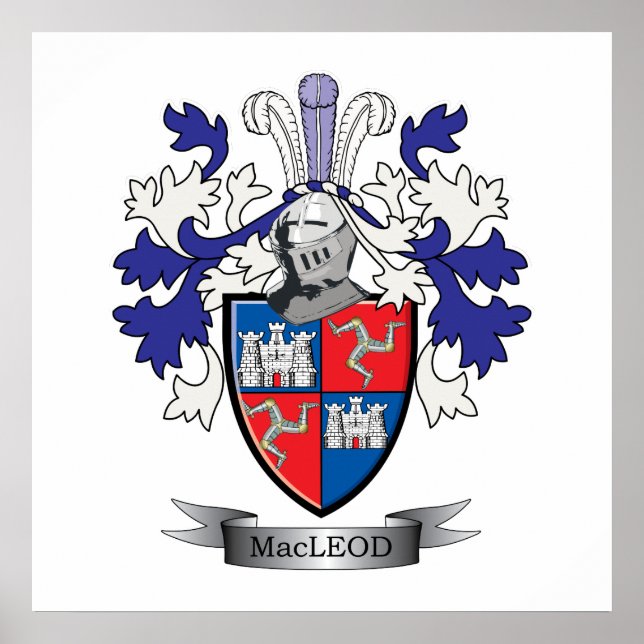 MacLeod Family Crest Coat of Arms Poster (Front)