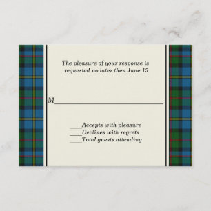 MacLeod Plaid Custom Wedding RSVP Card