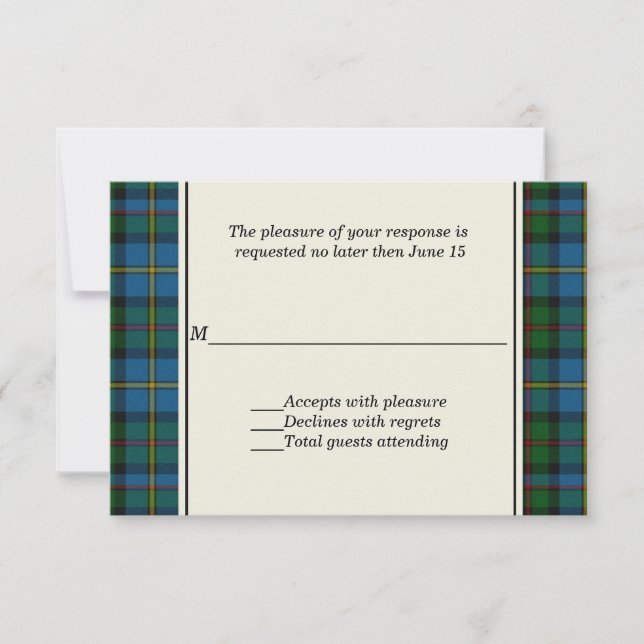 MacLeod Plaid Custom Wedding RSVP Card (Front)