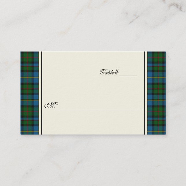 MacLeod Plaid wedding Reception Place Card (Front)